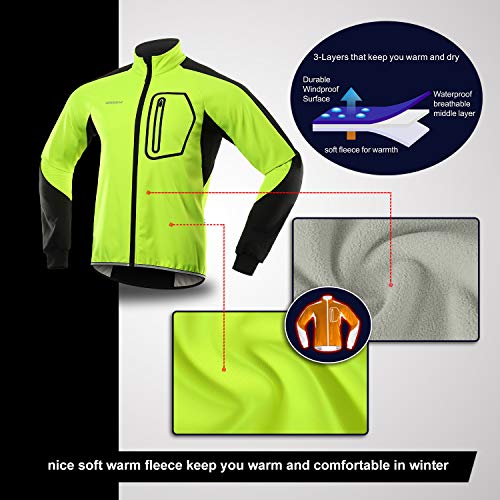 BERGRISAR Cycling Jacket Mens Winter Waterproof Mtb Bike Jacket Softshell Thermal Fleece Windproof Coat BG011 - Image 5