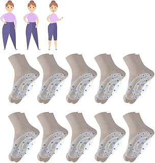 Tourmaline Ionic Body Shaping Stretch Socks, Tourmaline Therapy Socks, Tourmaline Lymphatic Slimming Socks, Negative Ions Shaping Elastic Socks (Grey,10PCS)