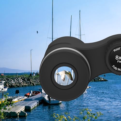 Binoculares compactos 8x21 para adultos y niños, negros miniatura 5