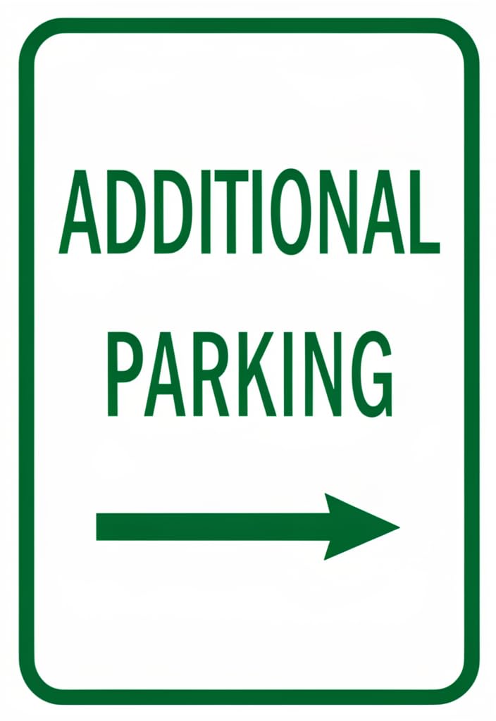 peiyeety Additional Parking Tin Sign 12x8 Inch, Green & White Metal Parking Arrow Wall Decor, Vintage-Style Directional Sign for Garage, Driveway, Office, Home Decor Gift Idea