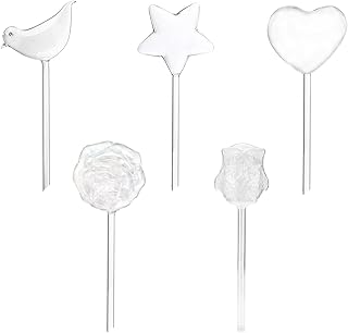 Panonw Pacote com 5 globos de irrigação de plantas de vidro, estacas autoirrigáveis, lâmpadas transparentes de irrigação de plantas sistema de irrigação automática para plantas internas e externas