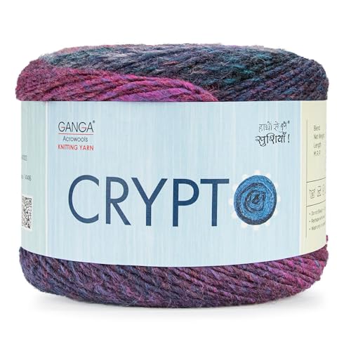 Image of Ganga Acrowools Crypto Acrylic Hand Knitting Fancy Yarn, A Pack of 2 Balls- 100G Each Shade No- FXT6859 Abstract
