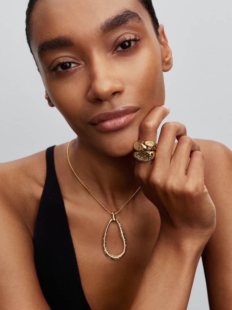 PANDORA Damen-Siegelring, oval, mit goldfarbenen Zirkoniasteinen