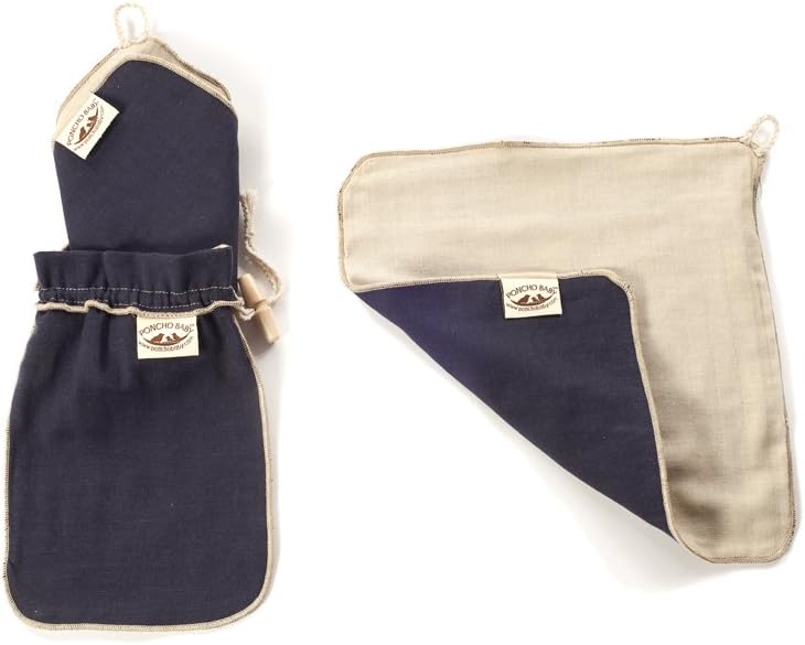Poncho Baby Cozy Go Cloth, Navy Blue and Beige