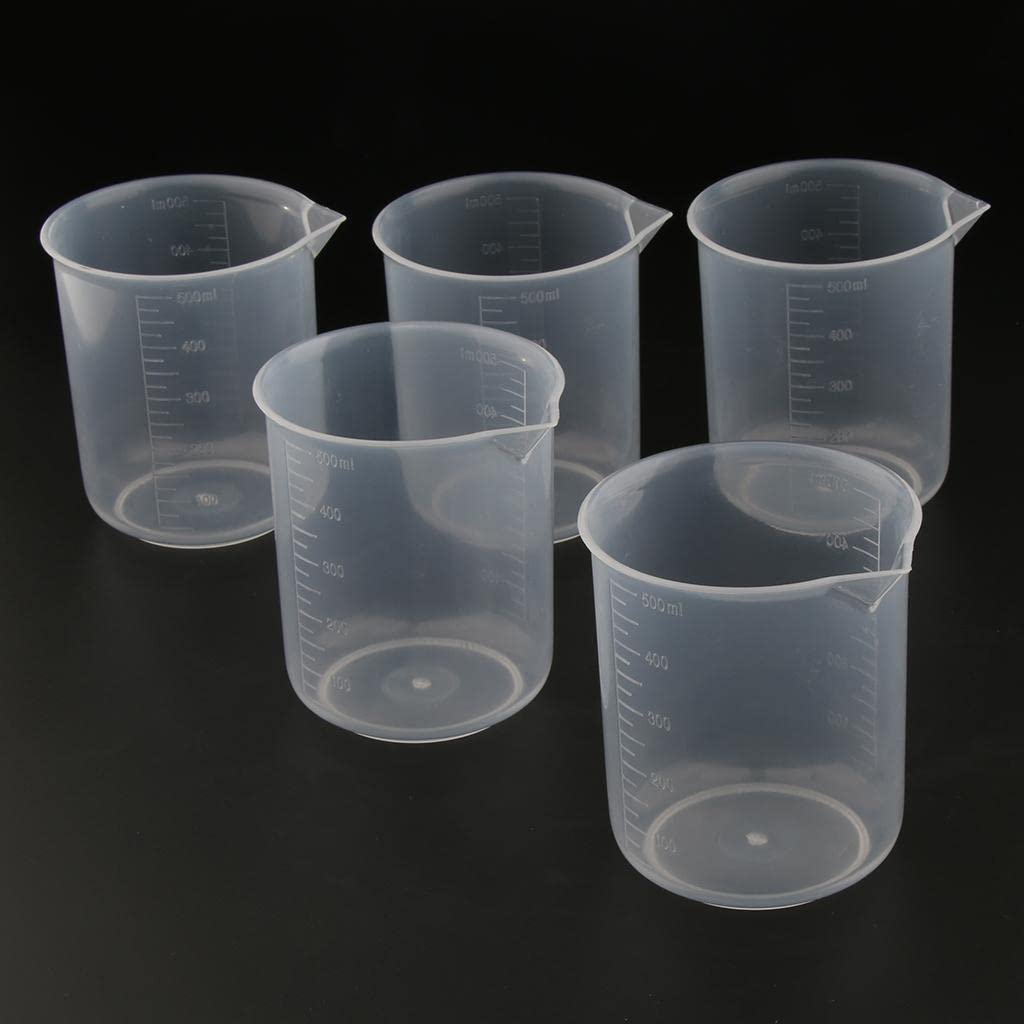 misppro Lot de 5 tasses à mesurer en plastique pour laboratoire 500 ml