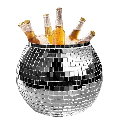 Contenedor De Hielo - Cuenco De Champán Corrugado | Contenedor De Hielo con Tapa | Cubo De Champán, Enfriador De Bebidas para, Decoración Disco, Accesorios De Retro, Accesorio