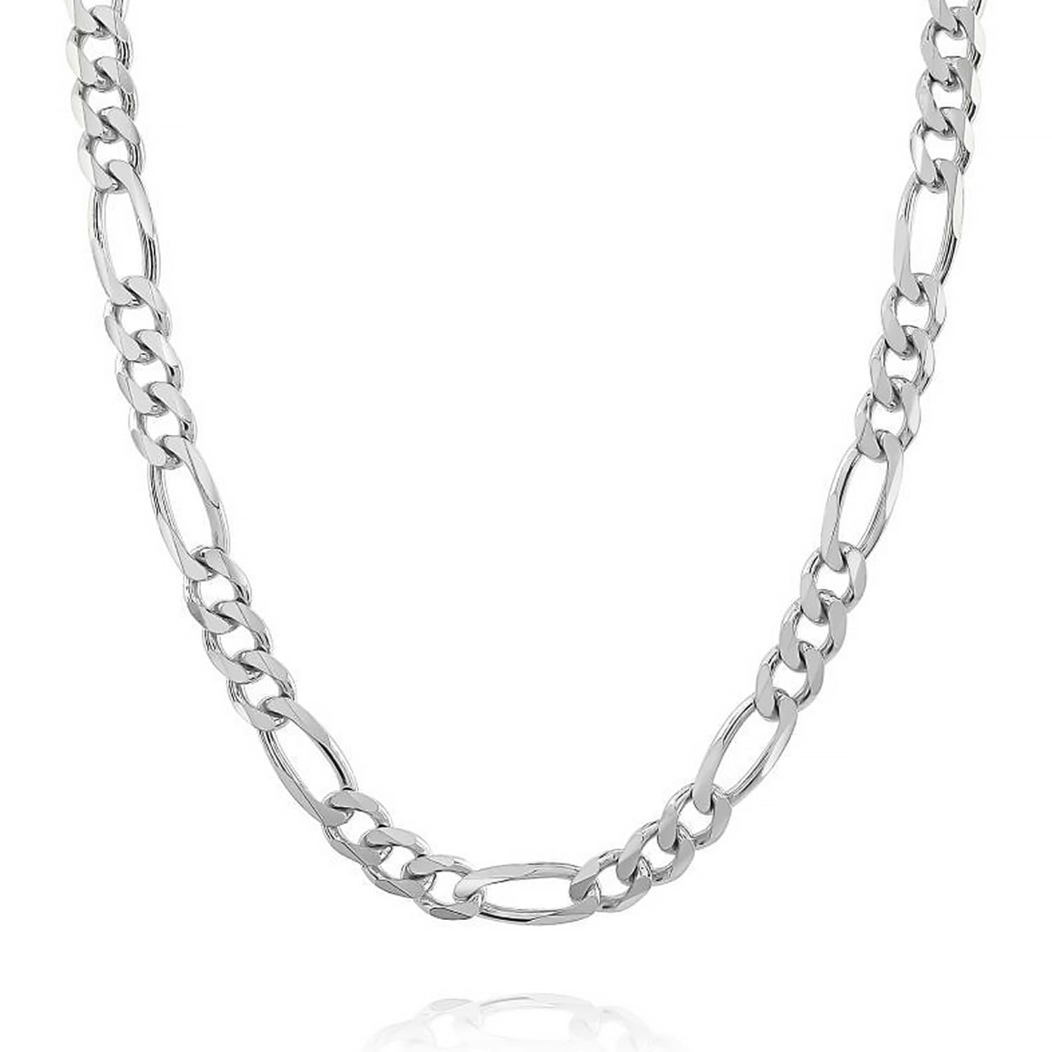 truesilver acpl 925 Sterling Silver BIS Hallmarked Italian 3.5 MM, 7 MM Solid Diamond-Cut Figaro Link Chain Necklace for Men Women (16, 18, 20, 22, 24, 26 Inches)-picture-0