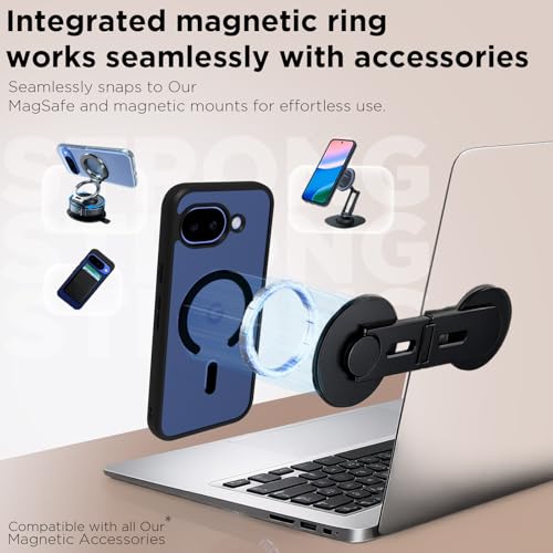 Image of RIGGEAR Shockproof Sleek Hybrid Armor Magnetic Back Cover Case Compatible with MagSafe Accessories for Google Pixel 10a (Smoke Black Matte PC + Black TPU Bumper)