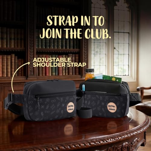 Image of Harry Potter x American Tourister Hogwarts Club Crossbody Bag | 2 Compartments | Front Pocket | Adjustable Shoulder Strap | Unisex Spacious Bag for Men and Women | Jet Black | 1 Year Global Warranty