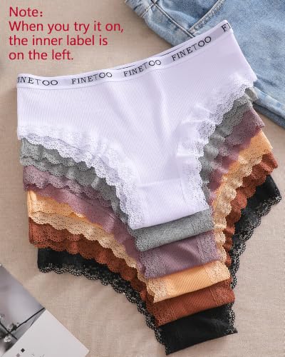 Image of Cotton Underwear for Women with Lace Trim Sexy Bikini Cheeky Panties 6 Pack
