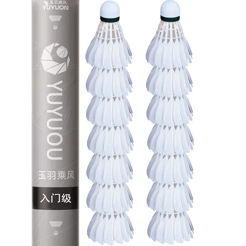 12-Pack Duck Feather Badminton Shuttlecocks with Great Stability and Durability