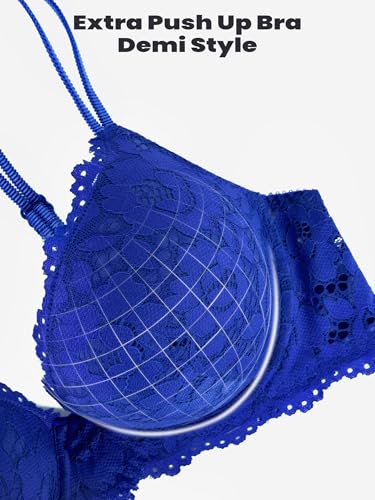 Image of Push Up Bras for Women Add 2 Cups Sexy Lace Cleavage Extra Padded Plunge Bra Underwire