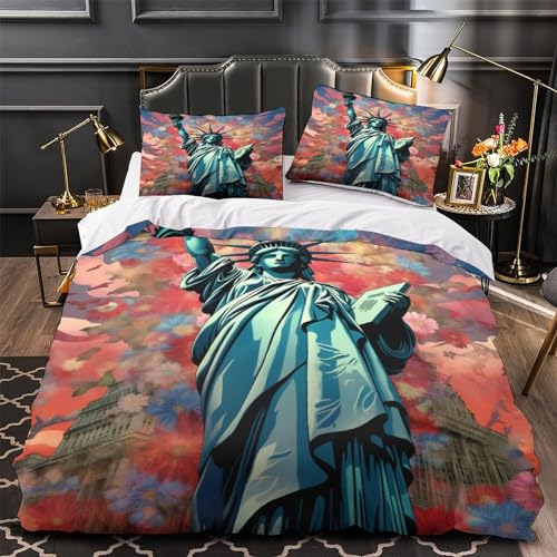 Housse de couette fermeture éclair Statue de la Liberté lit King