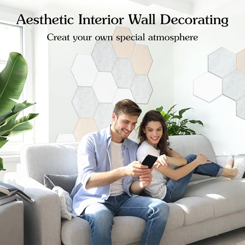 Image of Acoustic Panels, Magrowill 12-Pack Soundproof Wall Panels 14 X 12 X 0.4 Inches, Sound Absorbing Panels with Full Self-Adhesive, Interior Wall Decor Felt Tiles Board