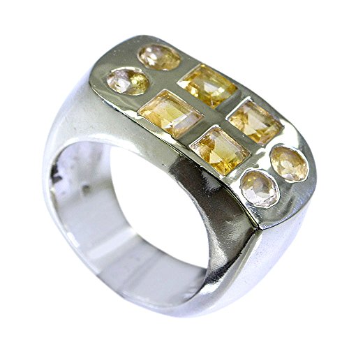 Bague en Citrine véritable et argent 925 style bar pour homme et femme