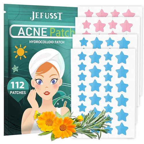 Star Acne Patches 112 Counts, Pimple Patch Pimple Patches for Face Pimple Patches Stars Hydrocolloid Acne Patches Cute Zit Patches Healing Sticker, Blue and Pink