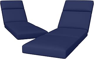2 Pcs Chaise Lounge Cushions Outdoor, 72 x 21 x 4 Inch Lounge Chair Cushions for Outdoor Furniture