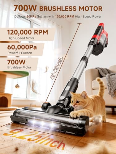 60KPa Cordless Vacuum Cleaner for Home, 700W Stick Vacuum for Pet Hair - image 3