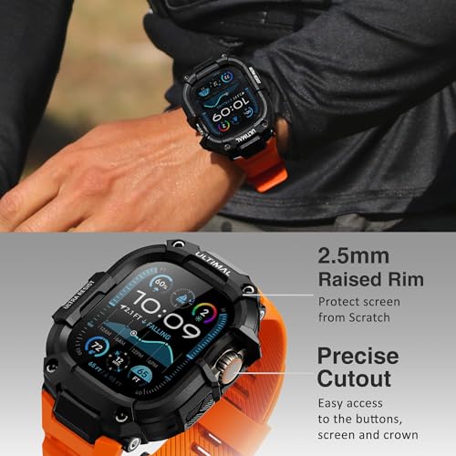 Image of ULTIMAL Rugged Band with Case for Apple Watch 49mm, Military-Grade Shockproof Protective Strap for Men, All-in-One Outdoor Sport Watch Band Compatible with Apple watch Ultra 3 /2 /1 (Orange)