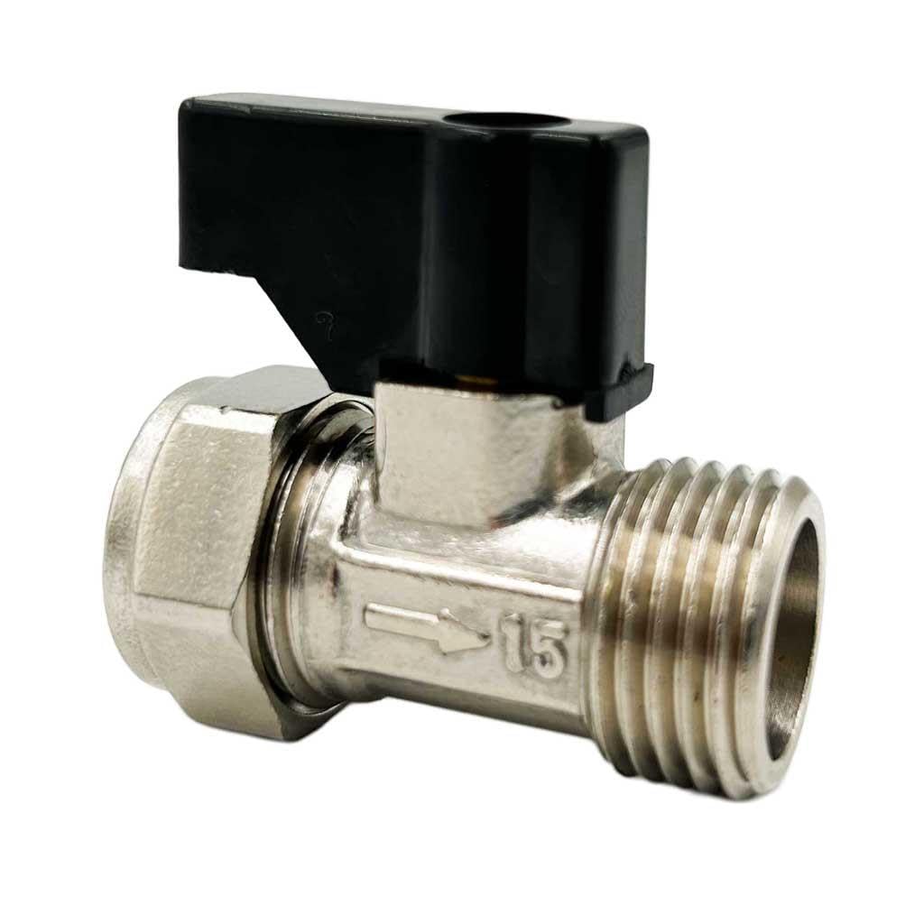 15mm x 1/2 BSP Flat Faced Straight Isolating Valve with Handle
