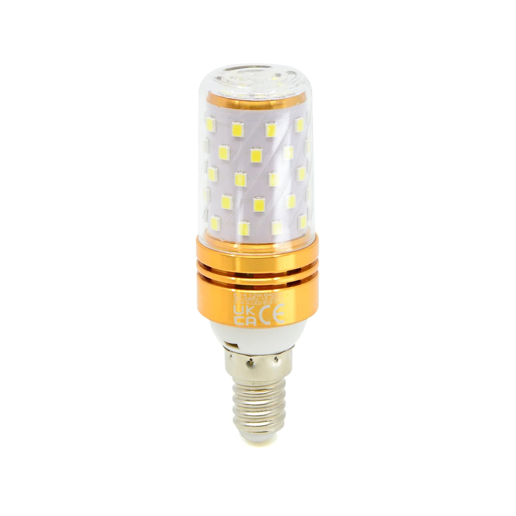 G.w.s Day White 6000K G.w.s® E14 Small Edison Screw Led Corn Bulb, 12W 1440Lms 360° Beam Angle