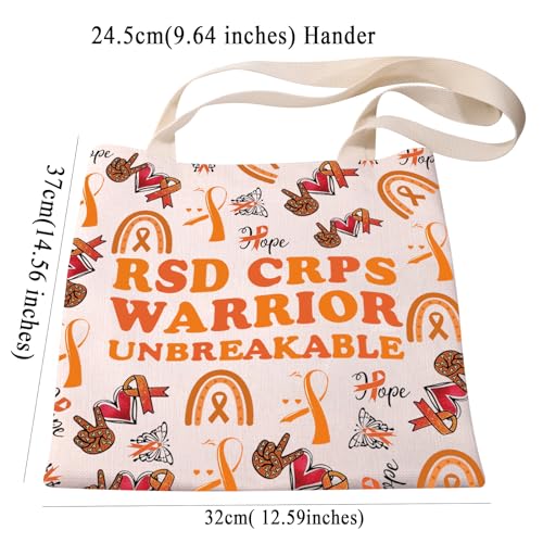 PXTIDY RSD CRPS Awareness Gift RSD CRPS Warrior Tote Bag Complex Regional Pain Syndrome Gift Orange Rainbow CRPS Fighter Gift2