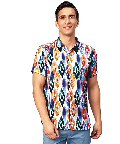 Image of Venisa Men's Cotton Blended Printed Casual Shirt