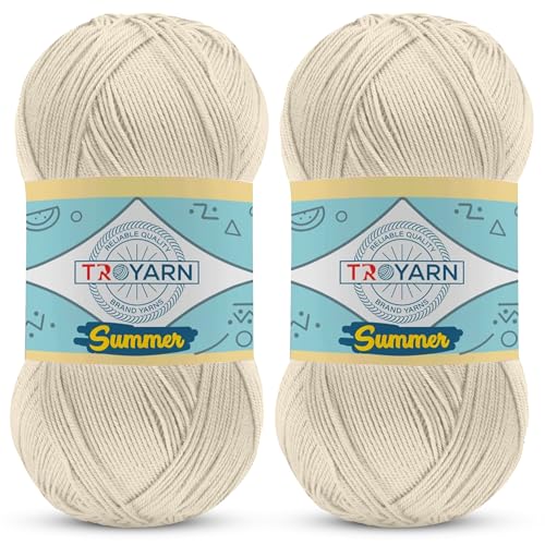 Image of 105001 Cream Crochet & Knitting Yarn - 2 Skeins (2x383 Yds) - 100% Microfiber Acrylic