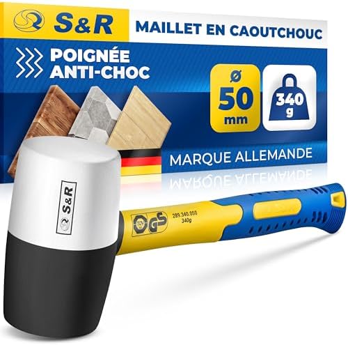 S&R Marteau Caoutchouc Professionnel 340 g – Maillet Caoutchouc A...