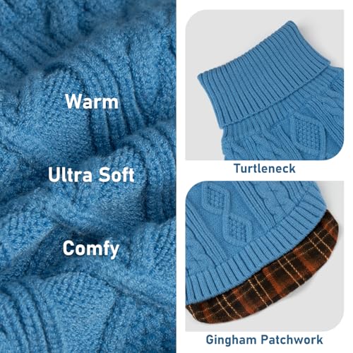 Image of KYEESE Dog Sweater for Medium Large Dogs Turtleneck Thick Knit Pullover | Stretchy Fit, Lightweight & Warm, Cozy Knit Comfort, Classic Plaid Design, Gentle on Sensitive Skin, Winter Daily Wear