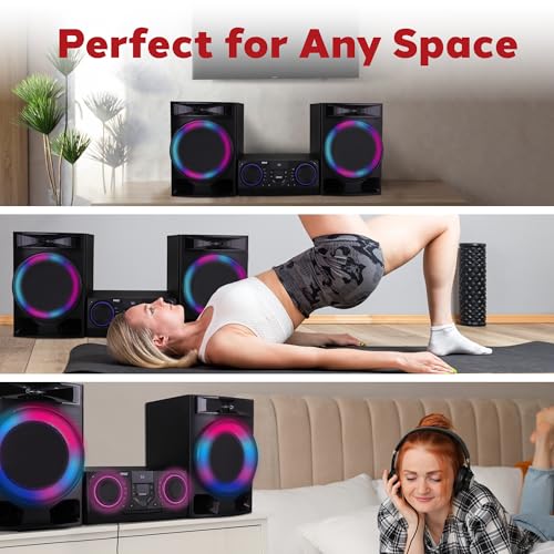 image for Pyle Mini Hi-Fi Bluetooth Stereo System – 3-Piece CD Player with Spe