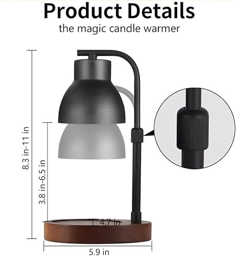 Vista 4 de Dimmable Candle Warmer Lamp Adjustable Height Electric Wax Melt Warmer for Jar Scented Candles Suitable for Home Office Decor Birthday Gifts for A