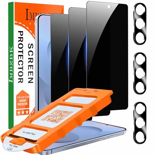 IMBZBK [Auto-Dust Removal] Privacy Screen Protector for Samsung Galaxy S26 Plus [6.7 INCH] Anti Spy Private Accessories Case Friendly 3 Military Grade Tempered Glass 3 Camera Lens Protector