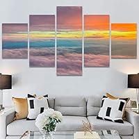 SIGNWIN 5 Panel Canvas Wall Art Modern Art Coastal Colorful Multicolor Photography Romantics Sunset for Home Decorations Ready to Hang - 60