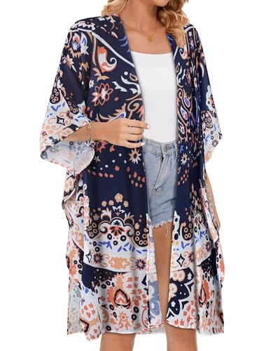 Image of Women's Kimono Beach Cover up for Summer Bathing Suits Cardigans Casual Loose Swimwear 2026