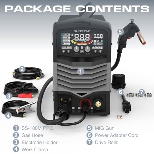 MIG Welder, 180A 110V/220V Gas MIG/Gasless MIG/Lift TIG/Stick 4 in 1 MIG Welding Machine, MIG with IGBT Inverter Synergic Control, Digital Screen Display and Over Loading Protection - Image 8