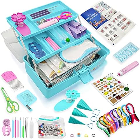 Paper Quilling Kit, Quilling Tools,Paper Quilling Kit with Storage Box (Blue Box) Cover