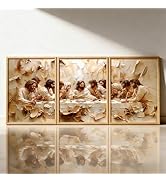 Jesus Last Supper Wall Art Poster Set of 3, Christian Wall Decor, Jesus Canvas Prints Painting Po...