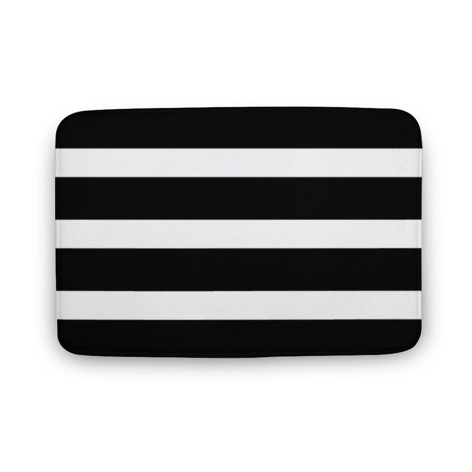 Striped Black and White Bath Mat Non-Slip Bathroom Rugs,Soft Absorbent Bath Rug for Bathroom Floor18 x30