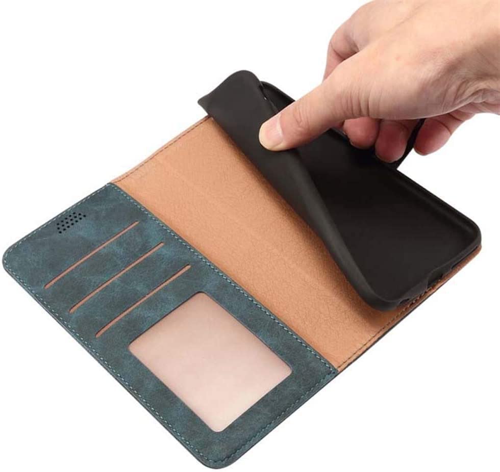 Funda cartera iPhone 7 de cuero azul con tarjetero y soporte integrado 4