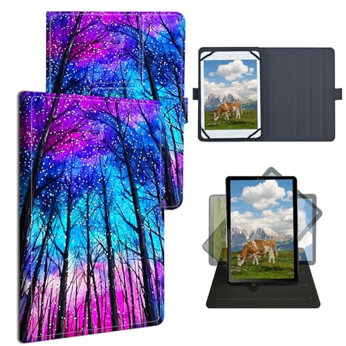 Dikoer Universal Case for LG G Pad F 8.0'/7.0' LK430/G Pad F2 X2 Pad X 8.0, Adjustable Silicon Band Shockproof TPU Protective PU Leather Cover for 7-9 Inch, Galaxy Forest