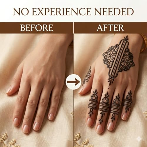 Image of Mehndi Stencil for Wedding | Easy Apply Henna Design Templates for Brides & Beginners | Reusable Sheets