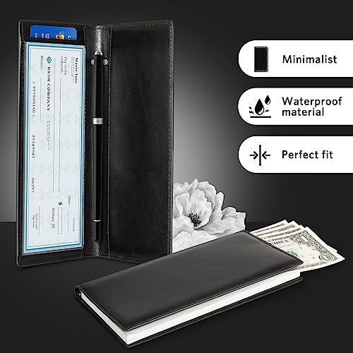 Image of CoBak Checkbook Cover for Women & Men - PU Leather Case with RFID Blocking | Classic Design Check Book Holder for Personal and Business