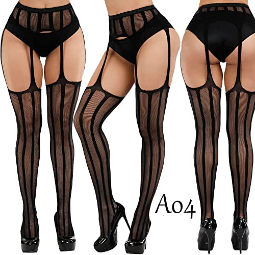 Image of Womens Suspender Pantyhose High Waist Fishnet Tights Fishnet Stockings Thigh High Stockings