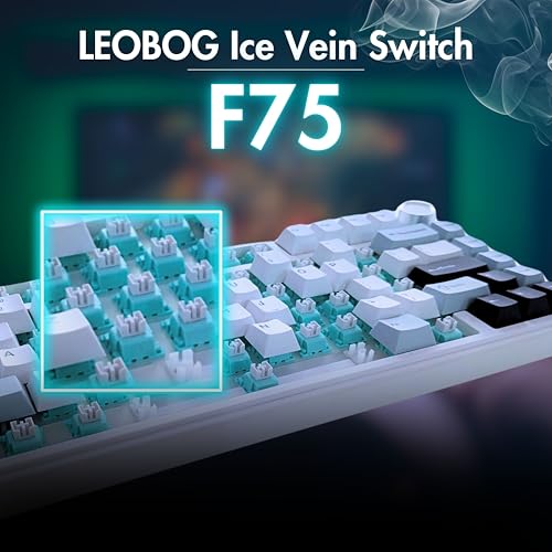Image of Aula F75 75% Wireless Mechanical Keyboard | Hot Swappable | Pre-lubed Linear Switches | RGB Backlit | 2.4GHz /Type-C /Bluetooth Gaming Keyboard (Ice Blue, Ice Vein Switch)