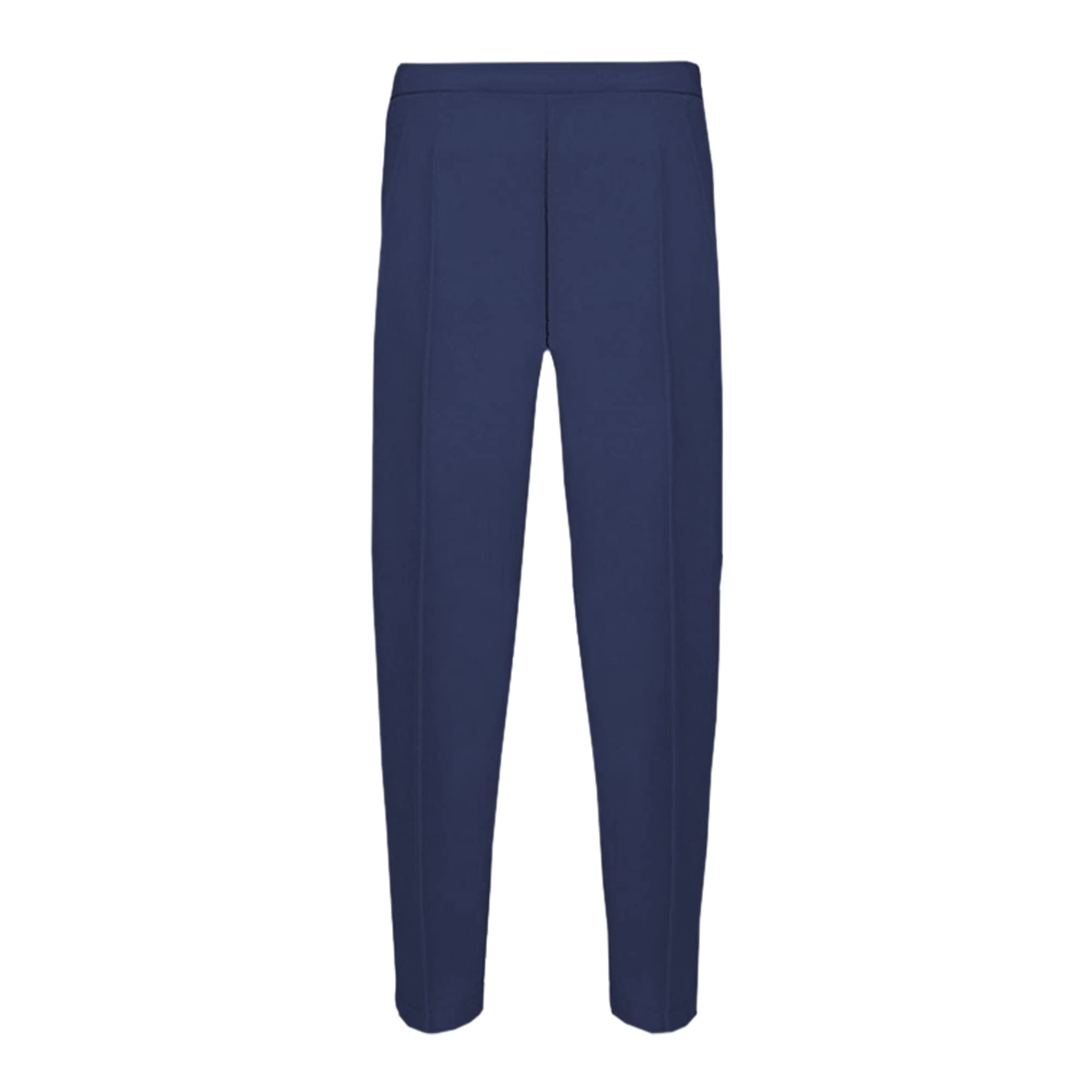 Gal Moda |Half Elasticated Waist Stretch Trousers for Women | Pull on Work Trousers for Women| Two Pocket Pull up Work Trousers | Straight Leg Plus Size Office wear Wiggly Fashion. Navy