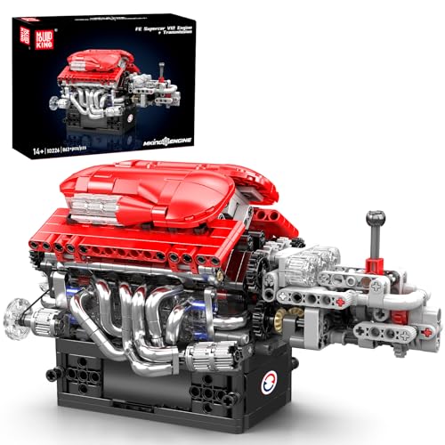 Mould King 10226 V12 Engine Model Kit That Run, 12-Cylinder Supercar Engine Building Blocks Sets...