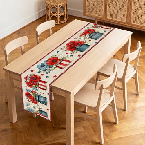 Image of Nuxovilar Patriotic Flag Table Runner Flax 13x72 in