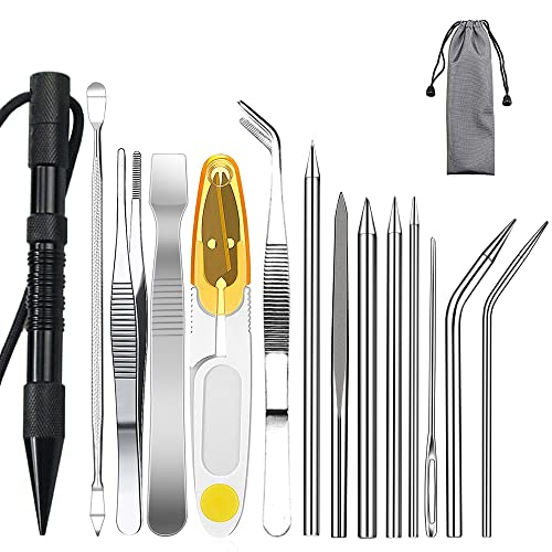 Paracord Stitching Set, 14PCS FID Paracord FID Marlinspike Set Stainless Steel Paracord Kit Paracord Lacing Stitching Needles for Paracord Work Leather Weaving