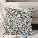  Taie d\'oreiller 45x 45cm,Leafs Silver Victorian Floral Pattern Baroque Damask Abstract Royal Fl,Housse de Coussin Canapé Moderne Magnifiques Housses Coussins de Voiture Canapé Maison Décor Protecteurs